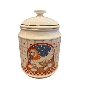 B & D Ceramic Canister/Storage Jar Nesting Hen Chicken Japan 7 Inch